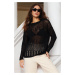 Trendyol Black Cotton Blended Openwork/Hole Knitwear Sweater