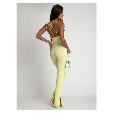 Women's gold jumpsuit with open back FASARDI