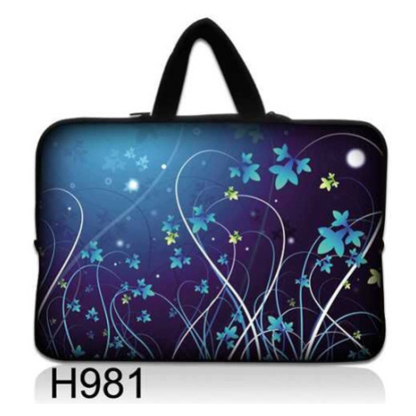 Taška Huado na notebook do 12.1" Modré kvety