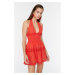 Trendyol červená Gibel čipka detailné plážové šaty