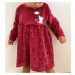 Semišové červené šaty pre bábätká - Mačička