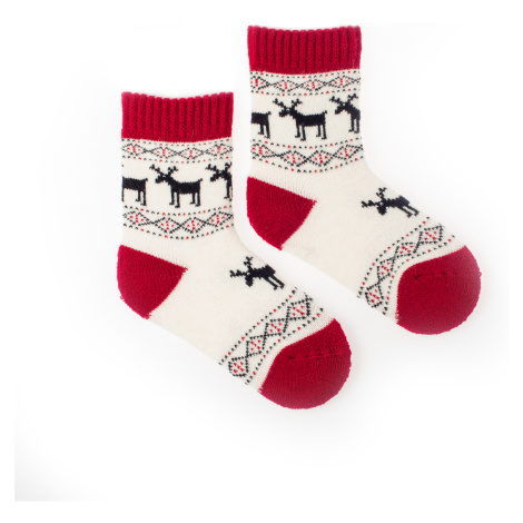 Detské Vlnené ponožky Vlnáč Sobie stádo červený Fusakle