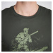 Pánske poľovnícke tričko 100 s krátkym rukávom s motívom psa zelené