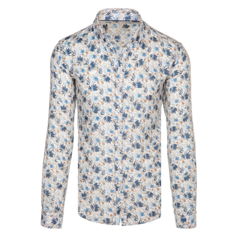 Košeľa pánska biela s kvetmi Dstreet DX2634
