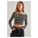 Bianco Lucci Women's Striped Crop Blouse