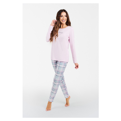 Glamour women's pyjamas, long sleeves, long pants - pink/print Italian Fashion