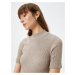 Koton Knitwear Sweater Short Sleeved Half Turtleneck Ribbed