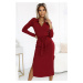 560-1 Classic midi dress with collar and tie - BORDO