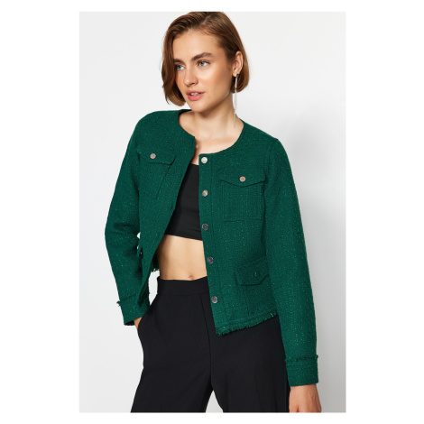 Trendyol Green Tweed Pravidelná tkaná bunda