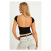 Cool & Sexy Women's Black Open Back Blouse