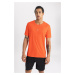 DEFACTO Fit Slim Fit Crew Neck Printed Short Sleeve Sports T-Shirt