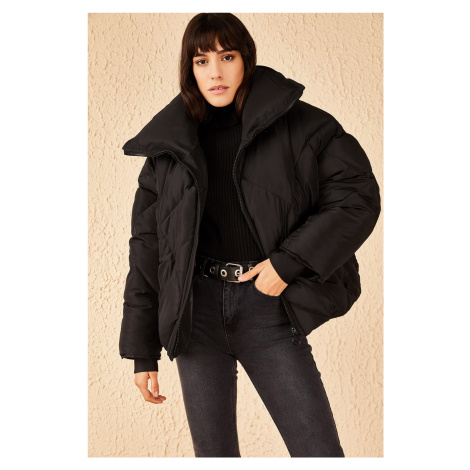 Bianco Lucci Women's Black Oversized Puffy Coat
