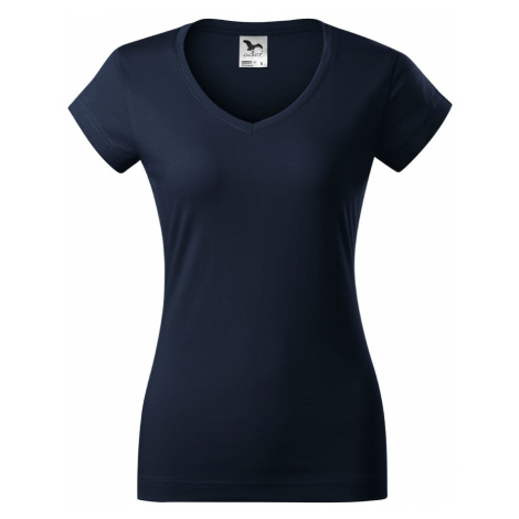 MALFINI Dámske tričko Fit V-neck - Námornícka modrá