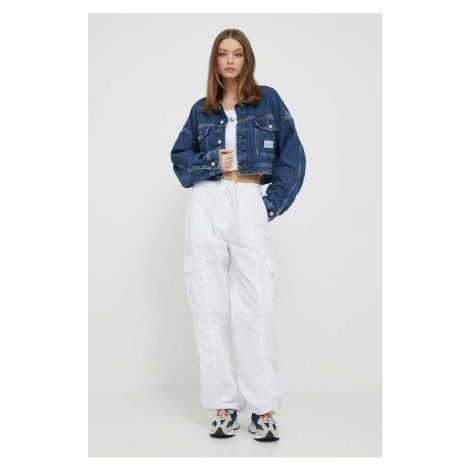 Rifľová bunda Calvin Klein Jeans dámska, prechodná, oversize