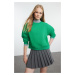 Trendyol Green Rib Detailed Crew Neck Regular/Normal Fit Knitted Sweatshirt