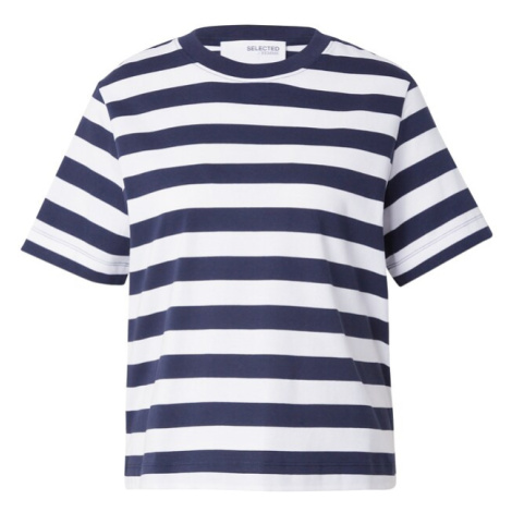 SELECTED Tričko 'ESSENTIAL'  námornícka modrá / biela