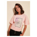 Trendyol Powder Boyfriend Knitted T-Shirt powder pink