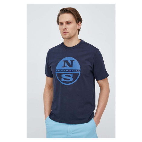 Bavlnené tričko North Sails pánske, tmavomodrá farba, s potlačou