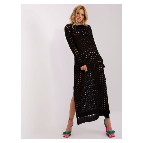Black knitted beach dress with slits