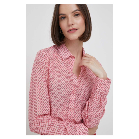 Bavlnená košeľa United Colors of Benetton dámska, ružová farba, regular, s klasickým golierom