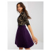 Tmavofialové šaty s čipkovým topom -LK-SK-506582.04P-dark purple