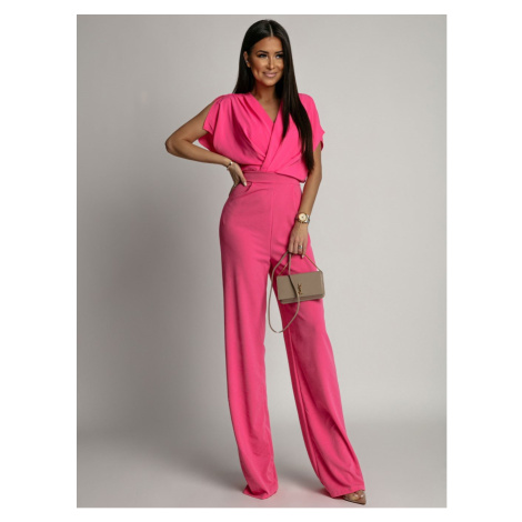 Elegant dark pink jumpsuit with wide legs FASARDI