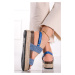 Modré platformové sandále Cecily