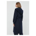 Vlnený kabát Armani Exchange tmavomodrá farba, prechodný, bez zapínania