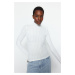 Trendyol White Premium Textured Fabric High Neck Fitted/Closed Knitted Blouse