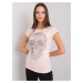 Light pink women's T-shirt with skull
