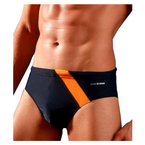 BD 411 pánske plavecké nohavičky sivé/oranžové - Sesto Senso