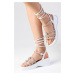 Mio Gusto Talisa White Color Ankle Strap Women's Sandals