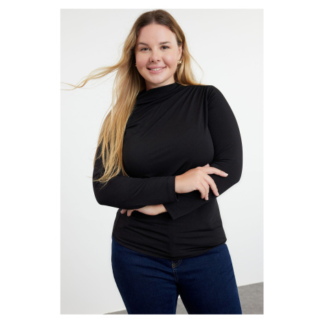 Trendyol Curve Black Sandy Knitted Plus Size Blouse