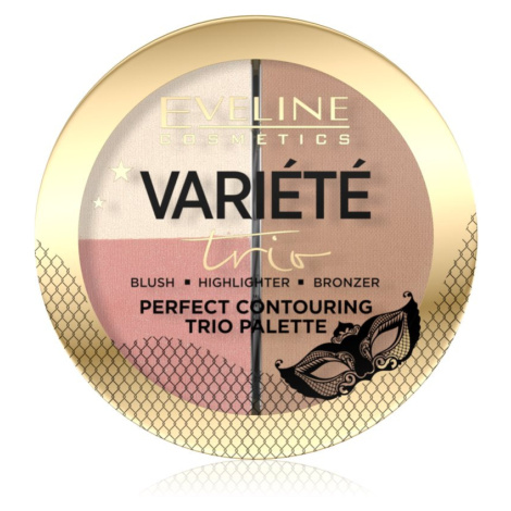 Eveline Cosmetics Variété Trio kontúrovacia paletka na tvár 3v1 odtieň 02 Medium