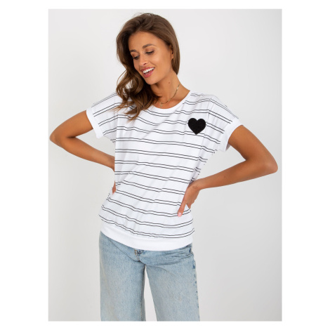 Black and white striped blouse with patch