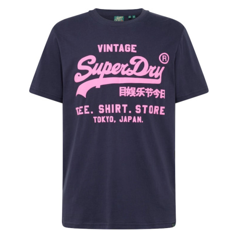 Superdry Tričko  tmavomodrá / fuksia