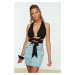 Trendyol Black Crop Knitted Tie Blouse