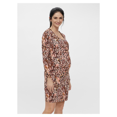 Hnedé tehotenské/dojčiace vzorované púzdrové šaty Mama.licious Nora Mama Licious