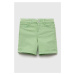 Detské krátke nohavice zippy zelená farba, jednofarebné