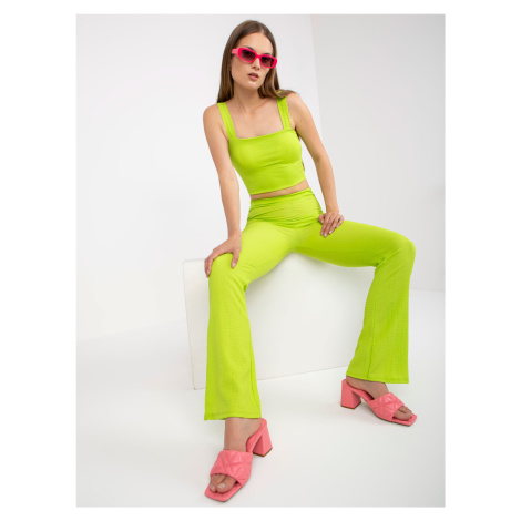 Lime casual set with high waisted trousers