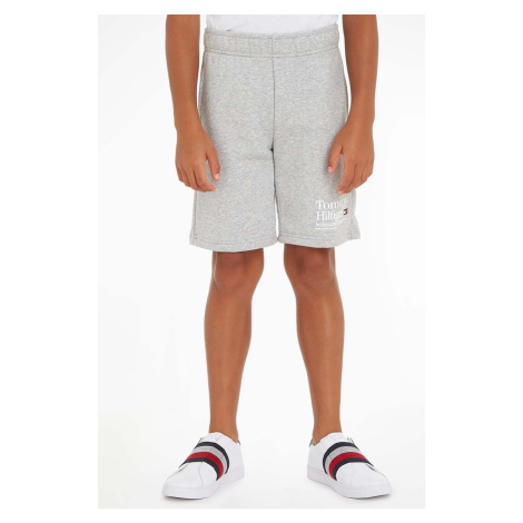 Detské krátke nohavice Tommy Hilfiger šedá farba, nastaviteľný pás