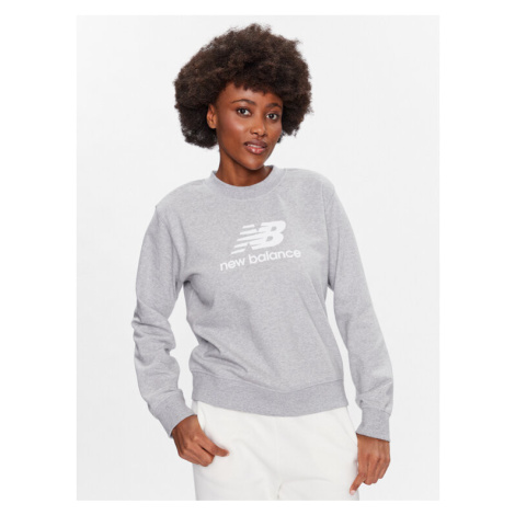 New Balance Mikina Essentials Stacked Logo WT31532 Sivá Relaxed Fit