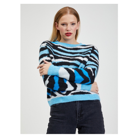 Orsay Black and Blue Ladies Patterned Sweater - Women