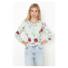 Trendyol Mint Flower Patterned Regular Fit Woven Shirt