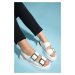 LuviShoes SLOPE White Double-Strapped Women&#39;s Flat Sandals