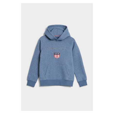 MIKINA GANT SHIELD HOODIE INDIGO BLUE MELANGE