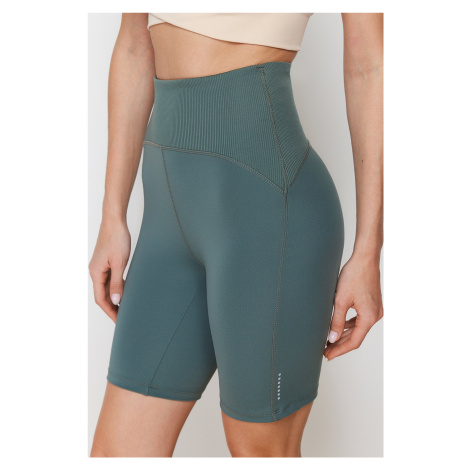 Trendyol Khaki Matte Recovery Fabric Reflector Printed Knitted Sports Biker/Cyclist/Short Leggin