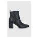 Členkové topánky Calvin Klein dámske, čierna farba, na podpätku