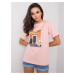 Powder pink T-shirt with a fashionable print