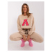 Beige and fluoro-pink tracksuit with letter A